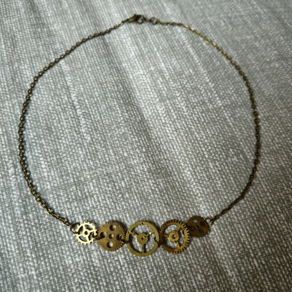 Brass Gear Steampunk Necklace
